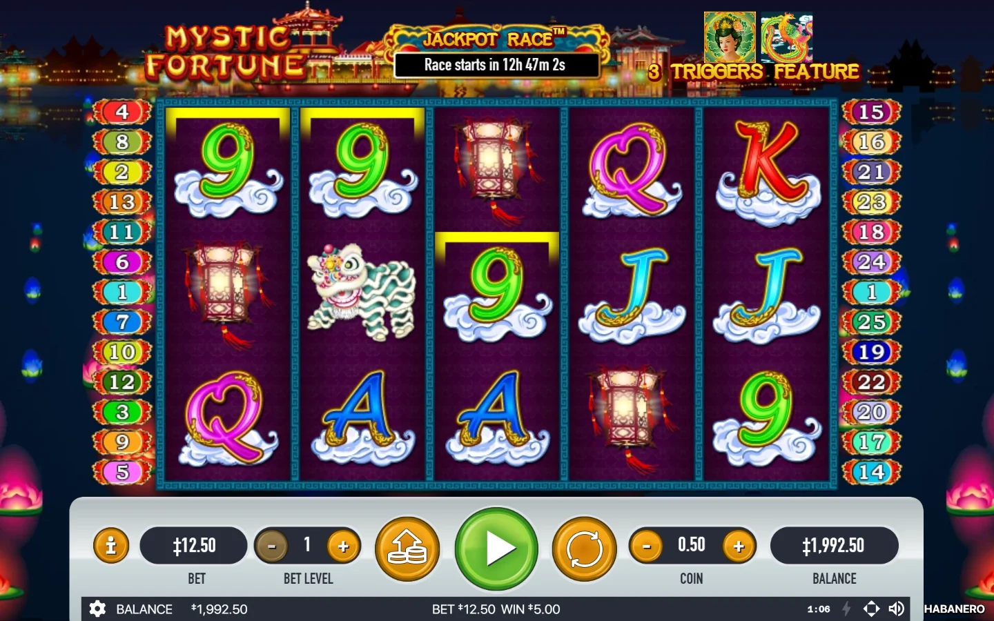 Mystic Fortune original demo after our recorded five-credit base-game payout Mystic Fortune original demo after our recorded five-credit base-game payout